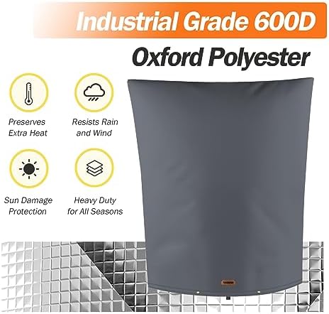 TOHONFOO Backflow Preventer Cover, Pipe Freeze Insulation, 28" Wx36 H, Grey - Image 6