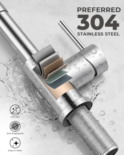 WEWE Utility Sink Faucet with Sprayer, Pull-Down, Polished Chrome, High Arc - Image 4