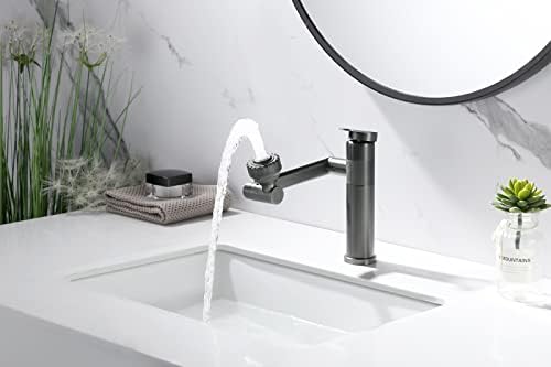 1080 Degree Swivel Bathroom Faucet Gun Grey Lavatory Basin Sink Faucet - Image 4