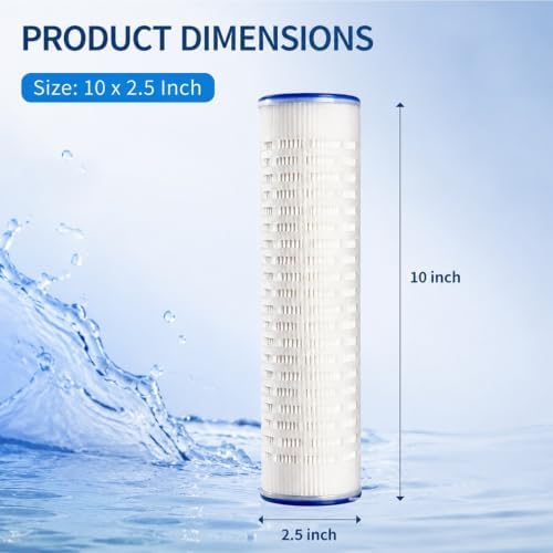 4-Pack 10 Inch X 2.5 Inch 0.1 Micron Pleated Filter Cartridge, High-Efficiency Fine Filtration For Whole House Water Systems, Commercial And Industrial Pre-Filtration - Image 2