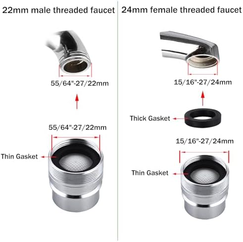 Dishwasher Faucet Adapter with Aerator, Faucet Adapter for Portable Washer, Dishwasher Snap Adapter Connection, for Kitchen/Bathroom Faucet, Chrome - Image 3