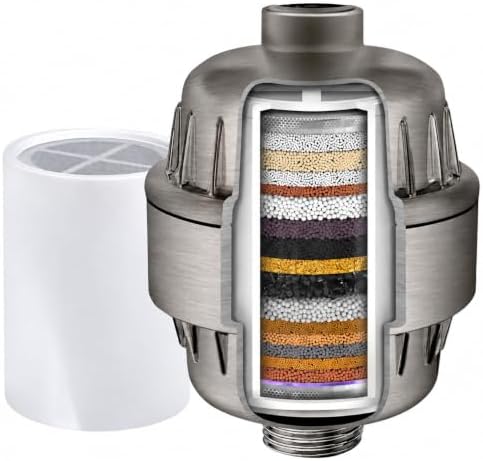 AquaHomeGroup 20-Stage Shower Filter with Vitamin C and E, Brushed Nickel - Image 4