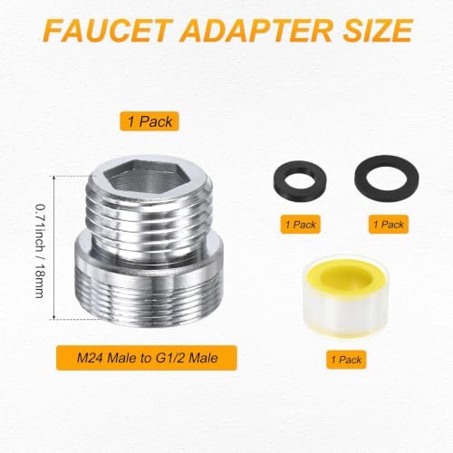 M METERXITY 1-Pack Faucet Adapter, M24 Male to G1/2 Male, for Kitchen - Image 3