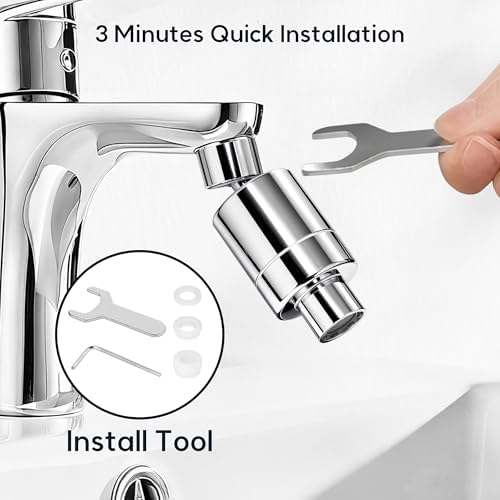 360° Twist Faucet Aerator, 304 Stainless Steel Water Filter for Sink Faucet, Reduces Heave Metal,Chlorine for Tap Water, Universal Filter Faucet for Kitchen & Bathroom, 7 Replacement Filters - Image 7