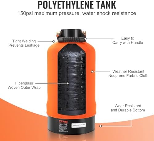 VEVOR RV Water Softener, 16,000 Grain Portable Water Softener, with 3/4" Brass Fittings and 42" Hose, Soften Hard Water Filter System for RVs, Trailers, Boats, Mobile Car Washing, Pressure Washing - Image 6