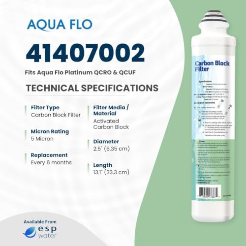 Aqua Flo 41407002 Carbon Block RO Filter, 5 Micron – Replacement for Platinum QCRO 4-Stage System, Quick-Change Cartridge for 2nd & 4th Stage, High-Performance Water Filtration - Image 4