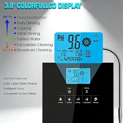 Alkaline Water Ionizer Machine Alkaline Hydrogen Water Purifier, 5 Water Settings Alkaline Water Filtration for Home LCD Display,for Cooking, Food Disinfection - Image 2