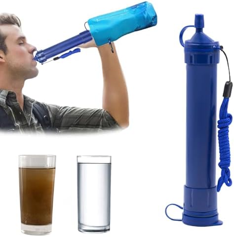 Water Straws Filter, Personal Backpacking Water Filter Straw Portable for Camping Hiking Travels (Dark Blue) by Unknown