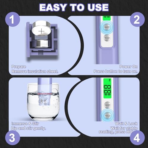NJTY A11 TDS Water Tester, 0-9990 ppm, Color Indicator, Purple - Image 4