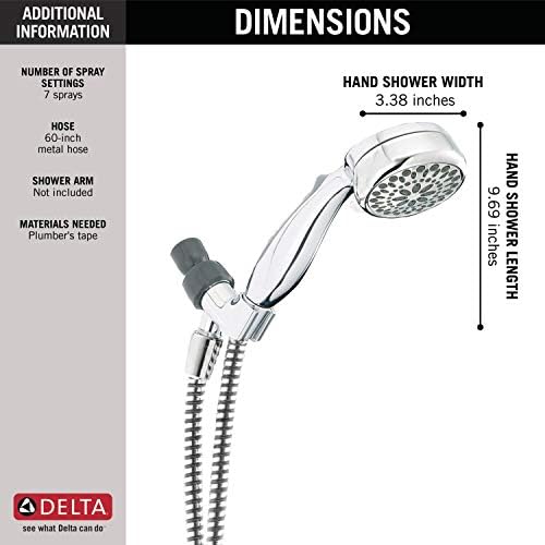Delta Faucet 7-Spray Touch-Clean Hand Held Shower Head with Hose, Chrome 75700 - Image 3