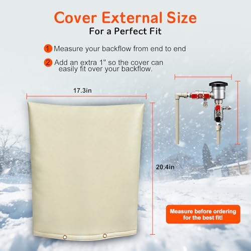 Backflow Preventer Cover 16" Wx20 H -5°F Freeze Protection, 5-Layer Insulated Waterproof Sprinkler Valve Pouch, UV Resistant Winter Cover for Irrigation System - Image 3