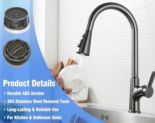 Faucet Aerator Kit for Kitchen & Bathroom,32PCS in 5 Sizes + 6 Aerator Keys - Image 2
