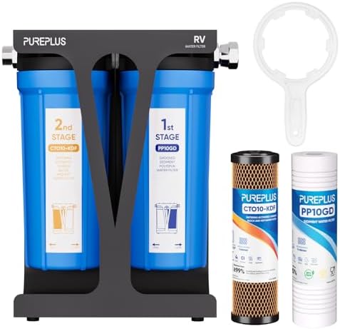 PUREPLUS RV Dual Stage Water Filter, KDF/Carbon & Sediment, 3/4" Fittings by PUREPLUS