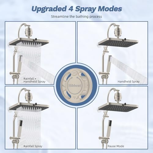 Hibbent 5-spray Filtered Shower Head, 4-Spray Shower Wand, Brushed Nickel - Image 4
