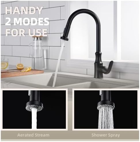 Angle Simple Kitchen Faucet Head Matte Black, NSF/ANSI/CAN 61 & 372 Tested - Image 3