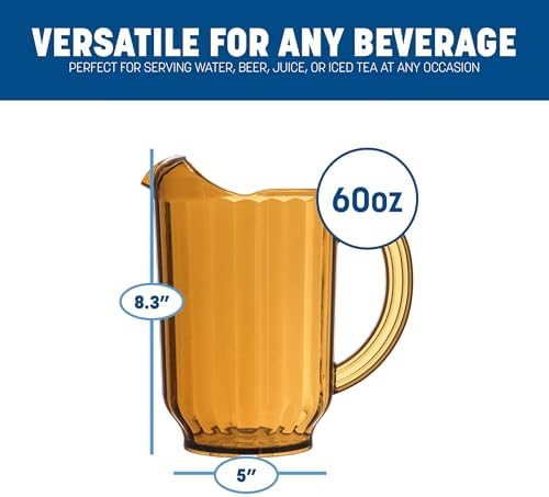 Carlisle FoodService Products CFS 554013 estaurant Water / Beer Pitcher, 60 oz, Amber - Image 2