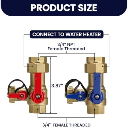 Compact 3/4 Inch IPS Isolator Tankless Water Heater Service Valve Kit with Pressure Relief Valve – Space-Saving Design, Lead-Free Brass - Image 5