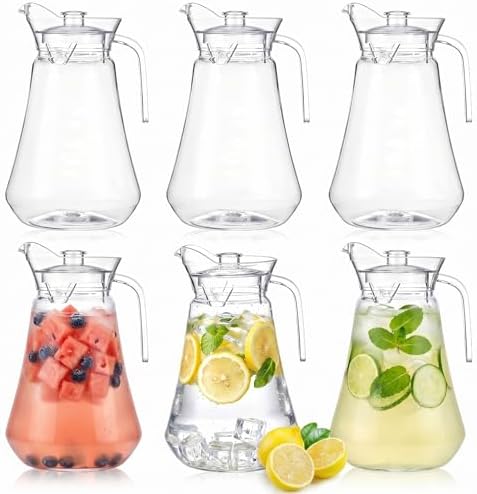 Tessco 6 Pcs Plastic Pitchers 60 Oz Clear Water Beer Jug Large,Modern by Tessco