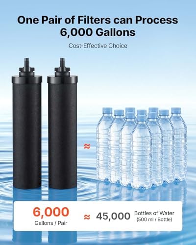 VEVOR Gravity-fed Water Filter System, 2.25G 304 Stainless-Steel Countertop Water Filtration System, Reduces Lead and up to 99% of Chlorine, with 2 Carbon Filters, Spigot, and Stand, for Home Camping - Image 5