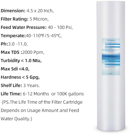 Geekpure 20 Inch Whole House PP and Carbon Filters-4.5 x 20 Inch-5 Micron - Image 6