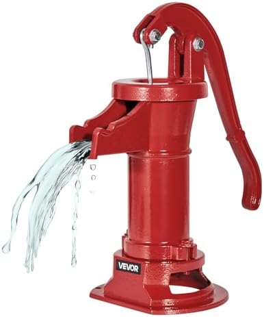 VEVOR Well Hand Pitcher Pump, 25 ft Maximum Lift, Antique Cast Iron Manual Hand Water Pump, NPT 1-1/4 in Connection, Easy Installation, Old Fashioned for Outdoor Garden, Pond, Backyard, Farm, Red by VEVOR