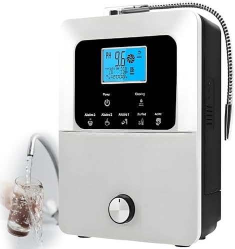 Alkaline Water Ionizer Machine, 11 Titanium Plates, PH 3-11 for Alkaline & Acidic Water, Self-Cleaning, Up to - 800mV ORP, 8000 Liters Per Filter, for Home Use(Silver) by Unknown