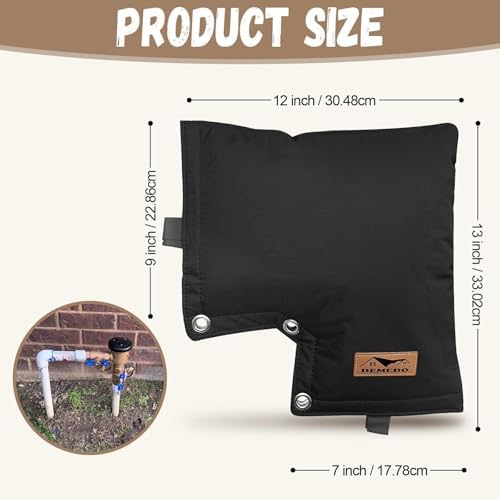 Backflow Preventer Insulation Cover - Backflow Pressure Vacuum Breaker Cover - Insulated Backflow Cover Pouch for Irrigation Back Flow Sprinkler Valves in Winter or Sun Exposure (13”W x 12”H, Black) - Image 2