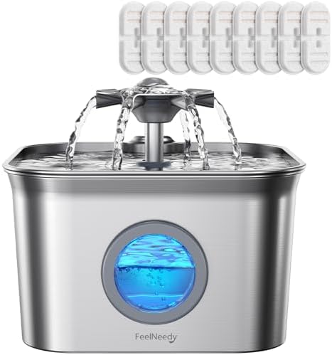 Cat Water Fountain Stainless Steel: 99oz/2.8L Auto Pet Drinking Fountain by FEELNEEDY