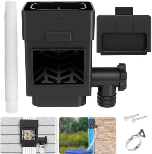 Rain Barrel Diverter Kit Fits 2''x3'' or 3''x4'' Downspouts Black by WADEOmakeyourlifebetter