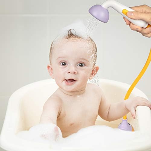 Yookidoo Baby Bath Shower Head - Elephant Water Pump and Trunk Spout Sprayer - One Handed Flow Control for Newborn Babies in Tub Or Sink (Purple) - Image 3