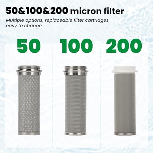 50Micron Spin Down Sediment Water Filter System with 0-100PSI Pressure Gauge with 100&200 Replacement Filter,3/4" NPT, Brass Lead-Free Construction - Image 4