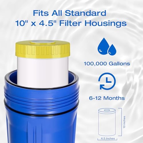 H&G Lifestyles 10" x 4.5" Whole House KDF and Carbon Water Filter, Reduce Chlorine Heavy Metal Improve Water Taste,Compatible with 84637, WPX5BB97P, PC10, 355214-45, 355215-45, WP10BB97P, WP5BB97P - Image 4