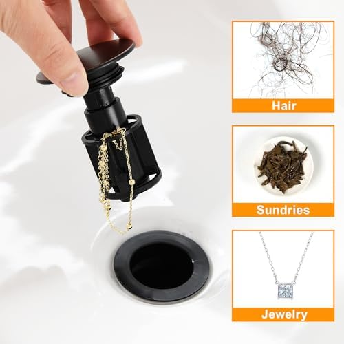 TIORIY Bathroom Sink Stopper Without Overflow, Sink Drain Oil Rubbed Bronze - Image 4
