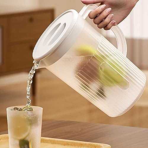 Greensen Water Pitcher, 2.7L Large Capacity Translucent PP Plastic Pitcher with Lid and Spout Filter, for Tea Coffee Juice Cold Water Storage (White) - Image 2