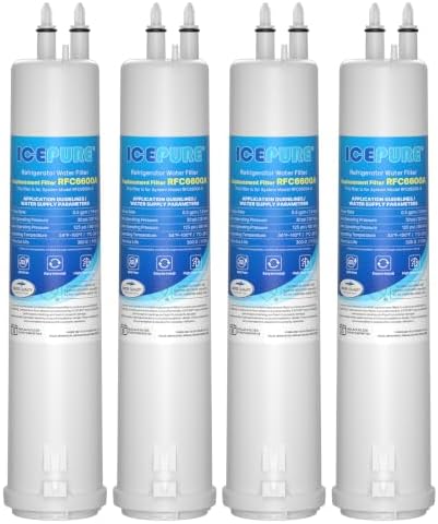 ICEPURE RFC6600A Refrigerator Water Filter Replacement for 4396841, 4 PACK by ICEPURE