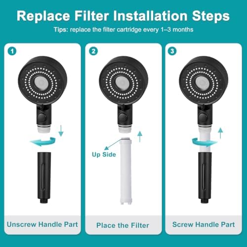 Handheld Filter RV Shower Head with Hose, Black - Image 6