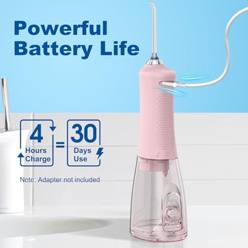 WellLeo Water Flossers for Teeth, 300ML Cordless Oral Irrigator Rechargeable Dental Flosser Picks with 5 Modes 5 Jet Tips,IPX7 Waterproof Teeth Cleaner for Braces Gum Care, Home Travel Use - Image 4