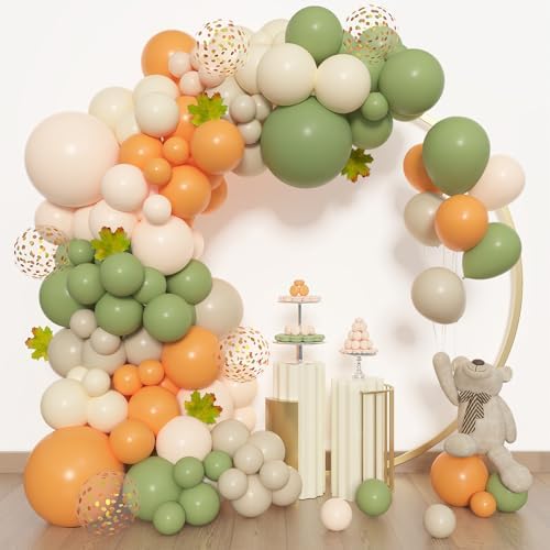 Amandir 153pcs Green Orange Balloon Garland Arch Kit Different Sizes - Image 4