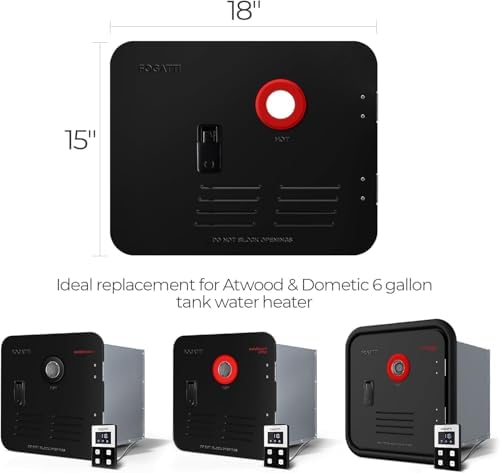 FOGATTI 15" x 18" InstaShower 8 Plus RV Tankless Water Heater Door, Black - Image 2