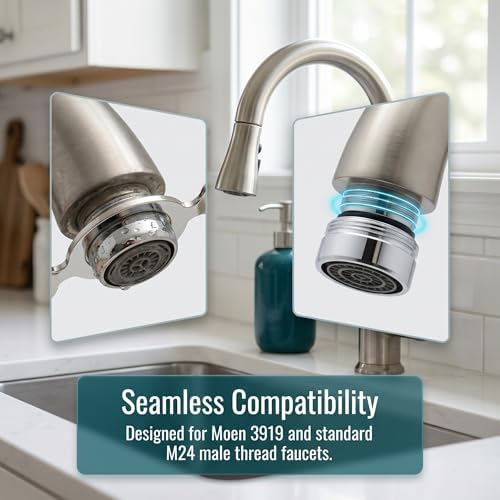 2 Pack Male Thread Kitchen Faucet Aerator for Moen 3919, M24 Male Thread - Image 7