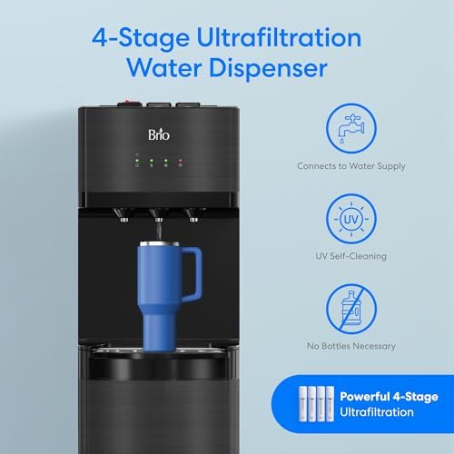 Brio Bottleless Water Cooler Dispenser w/ 4-Stage Filters (Included) removes PFAS & Microplastics for Clean Drinking Water, NSF Certified | 3 Temp (Hot, Room, Cold) w/Child Safety Lock & LED Display - Image 2
