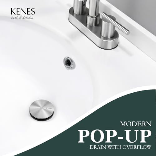 KENES Brushed Nickel Bathroom Sink Drain Pop Up Sink Drain with Overflow - Image 2
