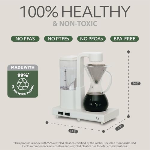 WILLOW 8 Cup (42 oz) Pour Over Coffee Maker - Automatic Drip Coffee Maker & Coffee Machine, Glass Carafe, Reusable Metal Filter, Hot & Iced Brew, Auto Shut-Off, Eco Brewer with 99% Recycled Materials - Image 6