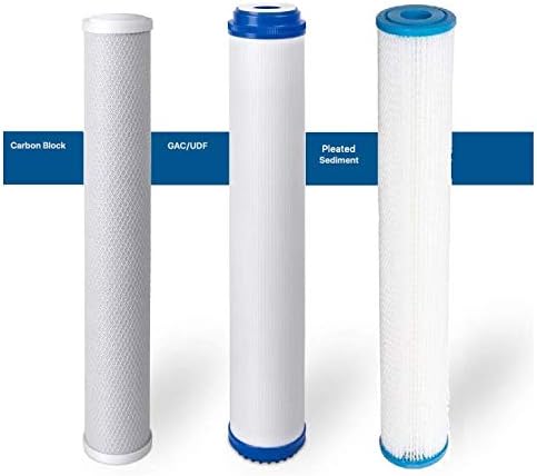Complete Triple Standard Slim Blue Whole House Water Filtration System with KDF 55 Filter (3-Stage, 2.5" x 20") - Chlorine Removal - Image 2