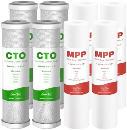 SimPure 5 Micron 10" x 2.5" Carbon & Polypropylene Water Filter - 8 Pack by SimPure_Water