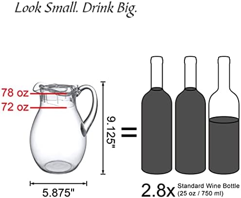 Amazing Abby Bubbly - Plastic Pitcher (64 oz, 2 Quart), Clear Water Pitcher with Lid, Fridge Jug, BPA-Free, Shatter-Proof, Great for Iced Tea, Sangria, Lemonade, Juice, Milk, and More - Image 3