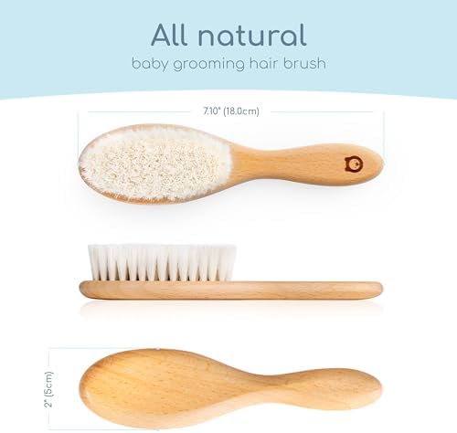 Soft Wooden Baby Hair Brush for Newborns & Toddlers in Chic Gift Box - Image 2