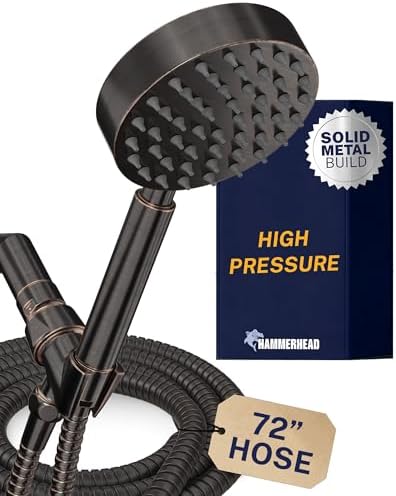 HammerHead Metal Handheld Shower Head High Pressure, 6ft Long Shower Hose by HammerHeadShowers