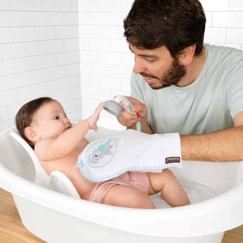 Yookidoo Elephant Baby Bath Toy Rinser with Washing Glove – Fun Battery-Operated Water Play & Trunk Spout Sprayer, Gentle Sink or Tub Bathing Essential for Newborns (Wash & Glove Turquiose) - Image 4
