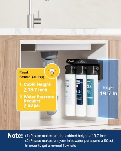 Frizzlife M800 Non-Electric Tankless Reverse Osmosis Water Filter, up to 900GPD Under Sink RO Water Filtration System, Huge Filter with Auto Flush, NSF/ANSI 58&372, 4:1 Pure to Drain - Image 5